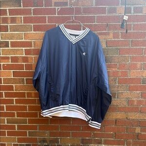 Jerzees Blue Windbreaker Jacket with Sporty V-Neck Design